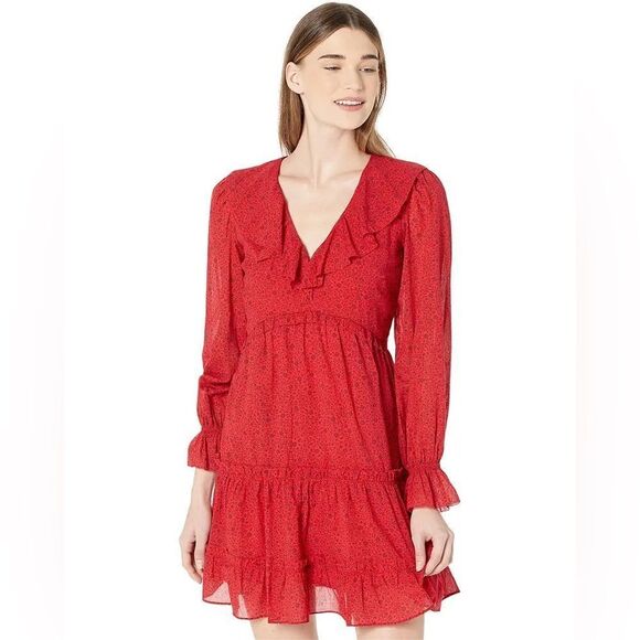 NWT Joie ADANSON MINI COTTON DRESS IN TRUE RED PLUM PERFECT ruffles Sz 2 S - Picture 10 of 15